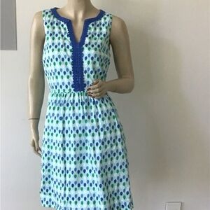 Vineyard Viner Sleeveless Blue & Green Dot Summer Dress 2